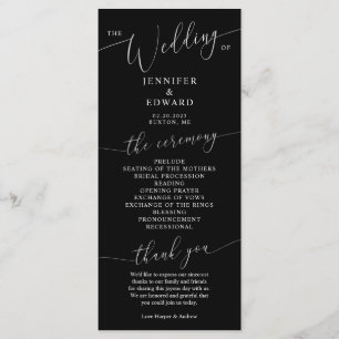 Black Minimal Wedding Zeremony Programm