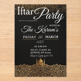 Black Minimalist Mosque Ramadan Iftar Party Acryleinladungen