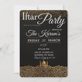 Black Minimalist Mosque Ramadan Iftar Party Einladung