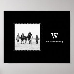 Black Minimalist Personalized Photo Mat Poster