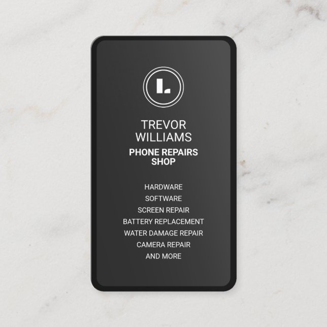 Black minimalist phone shape Business Card Visitenkarte (Vorderseite)