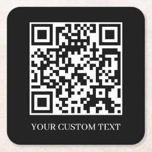 Black Minimalist QR   Benutzerdefiniertes Scanne M Rechteckiger Pappuntersetzer