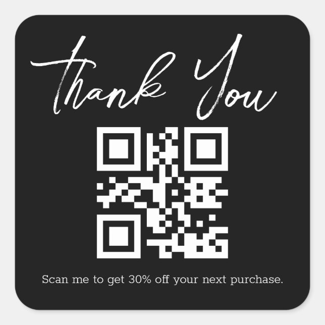 Black-minimalist Vielen Dank Business-QS-Code Quadratischer Aufkleber (Vorderseite)