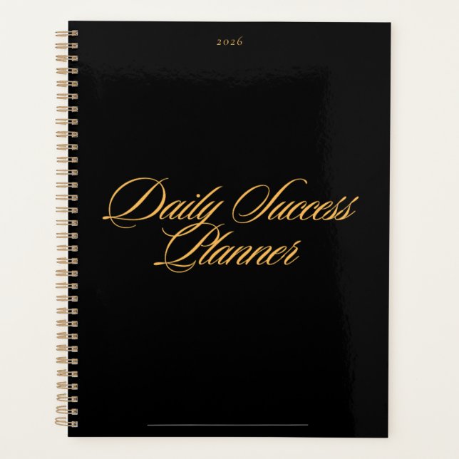 Black Minimalistisch 2026 Monthly & Weekly Planer (Vorderseite)