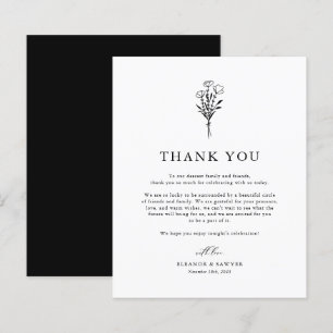 Black Minimalistisch Botanicals Wedding Vielen Dan