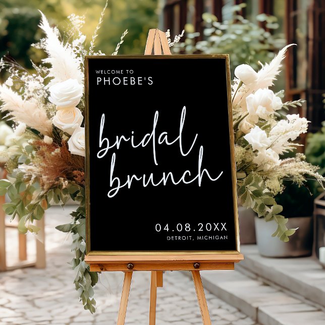 Black Minimalistisch Bridal Brunch Willkommensschi Poster (Von Creator hochgeladen)