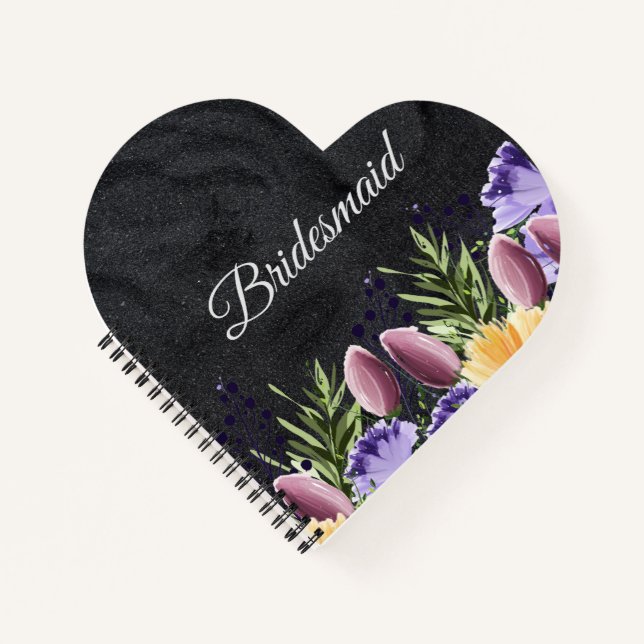 Black Minimalistisch Bridesmaid Wedding Gift Idee Notizbuch (Vorderseite)