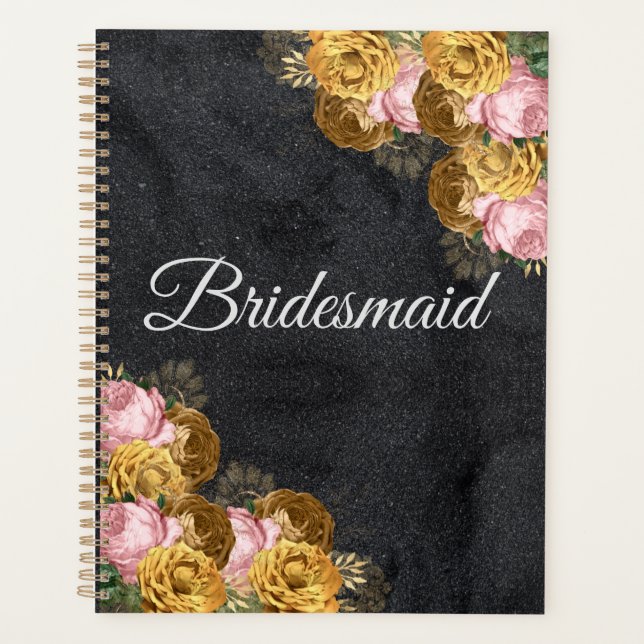 Black Minimalistisch Bridesmaid Wedding Gift Idee Planer (Vorderseite)