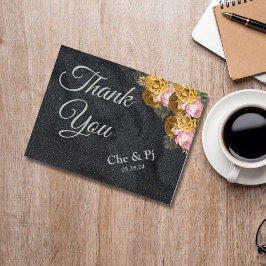 Black Minimalistisch Floral Dankeschön Karte