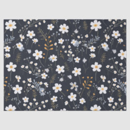 Black Minimalistisch Gentle Garden Wildblumen Kind Seidenpapier