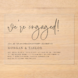 Black Minimalistisch Handwriting-Engagement-Partei Acryleinladungen