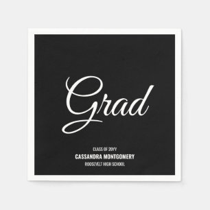 Black Minimalistisch Modern Graduation Party Serviette