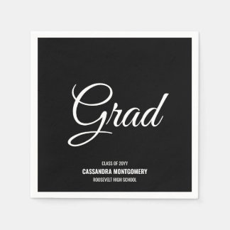 Black Minimalistisch Modern Graduation Party Serviette