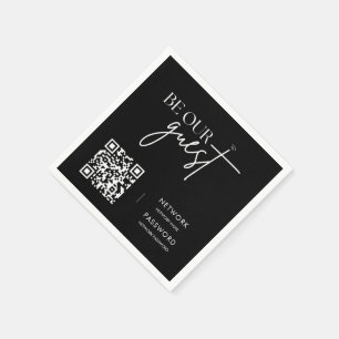 Black Minimalistisch Modern WiFi Password Wedding Serviette