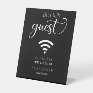 Black Minimalistisch Modern WiFi Password Wedding Sockelschild