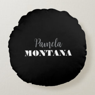 Black Minimalistisch Personal Modern Rundes Kissen