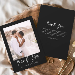 Black Minimalistisch Wedding Danke Foto