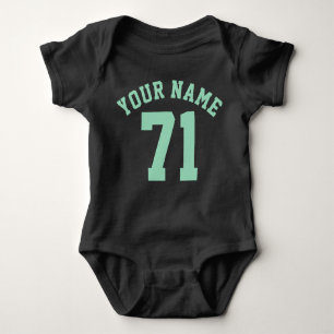 Black & Mint Green Baby   Sports Jersey Design Baby Strampler