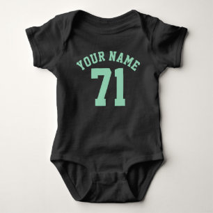 Black & Mint Green Baby   Sports Jersey Design Strampler