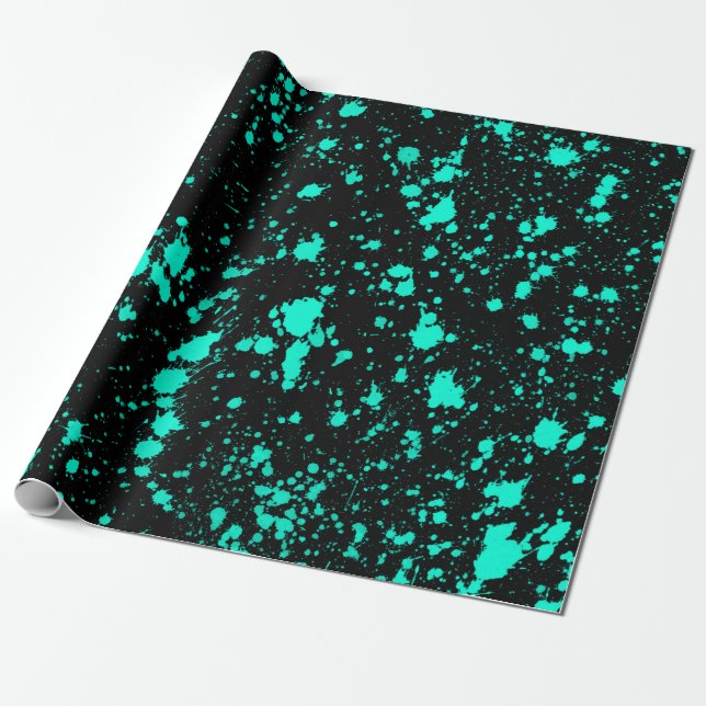 Black Mint Paint Spritzer Artistic Splash Creative Geschenkpapier (Ungerollt)