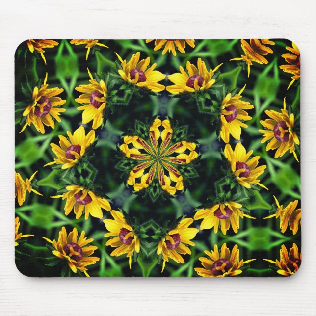 Black Mit Augen Susan Abstrakt Blume Art Mousepad (Vorne)