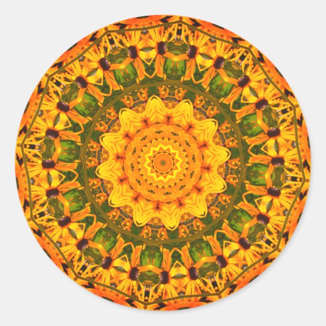 Black Mit Augen Susan Abstrakt Blume Art Runder Aufkleber (Vorderseite)