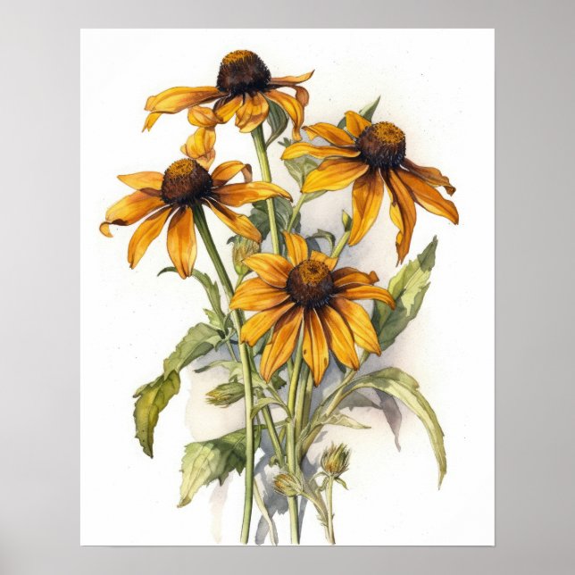 Black Mit Augen Susan Blume Art Print Poster (Vorne)