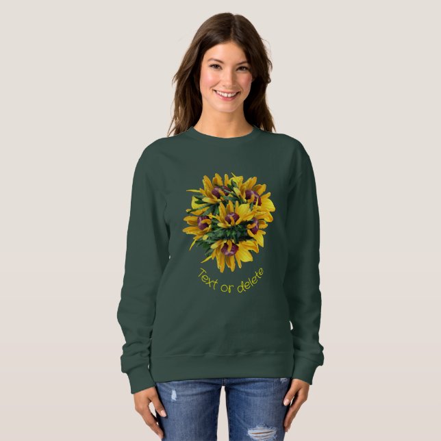Black Mit Augen Susan Blume Bouquet Personalisiert Sweatshirt (Vorne ganz)
