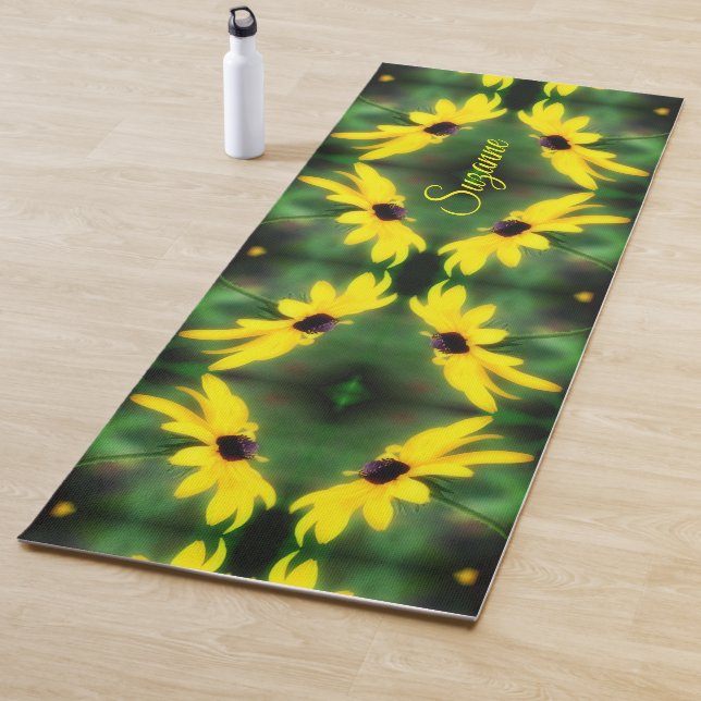 Black Mit Augen Susan Daisy Abstrakt Personalisier Yogamatte (Beispiel)