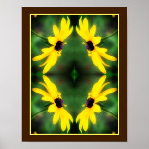 Black Mit Augen Susan Daisy Blume Mirror Abstrakt Poster