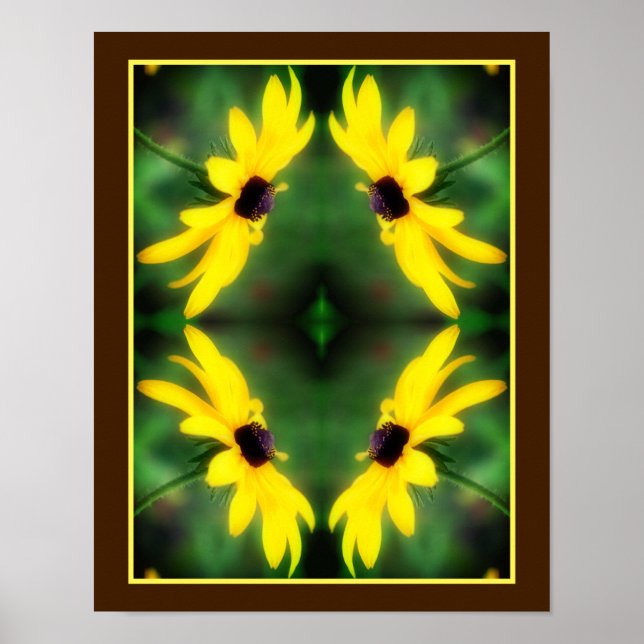 Black Mit Augen Susan Daisy Blume Mirror Abstrakt Poster (Vorne)