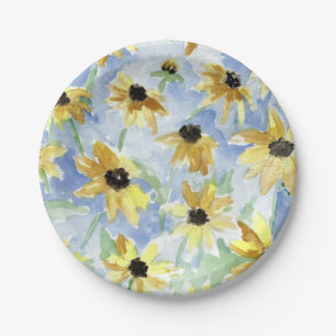Black Mit Augen Susan Floral Pappteller