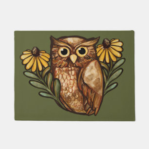 Black Mit Augen Susan Owl Blume Owls Fußmatte
