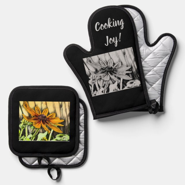 Black Mit Augen Susan Potholder Set (Vorderseite/Rückseite)