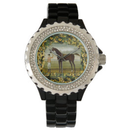 Black Mit Augen Susan und Racehorty Jockey-Uhr Armbanduhr