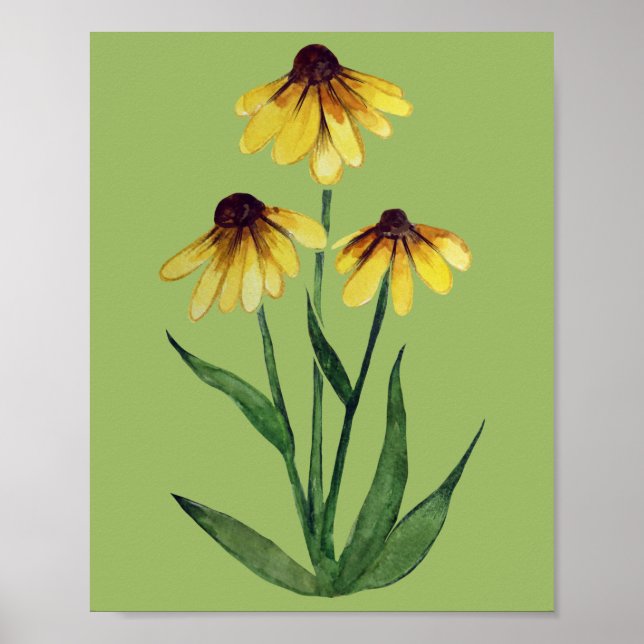 Black Mit Augen Susan Watercolor Daisy niedliche A Poster (Vorne)