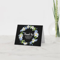 Black mit White Blue Floral Abschluss Vielen Dank