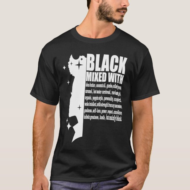 Black Mixed With Black History Month African Ameri T-Shirt (Vorderseite)