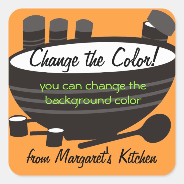 Black Mixing Bowl Kanister Backen Geschenkmarke Quadratischer Aufkleber (Vorderseite)