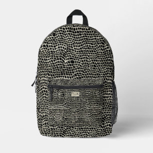 Black Mock Snakeskin Print Bedruckter Rucksack