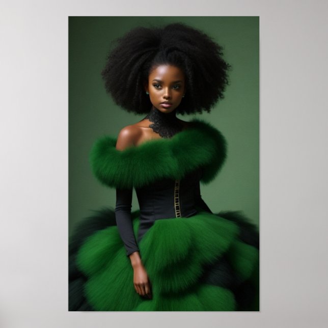 Black Model High Fashion Frau schön Poster (Vorne)