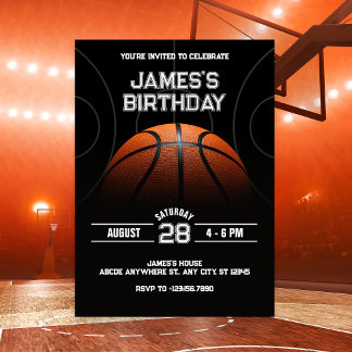 Black Modern Basketball Geburtstag Einladung
