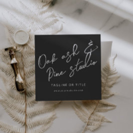 Black Modern Boho QR Code Business Card Quadratische Visitenkarte