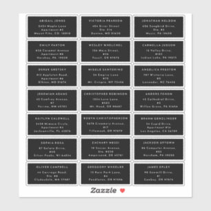 Black Modern Bold Wedding Guest Address Sticker