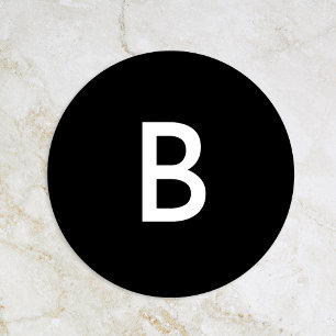 Black Modern Bold Wedding Monogram Umschlag Aufkle Runder Aufkleber