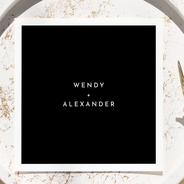 Black Modern Bold Wedding Napkins Serviette (Von Creator hochgeladen)