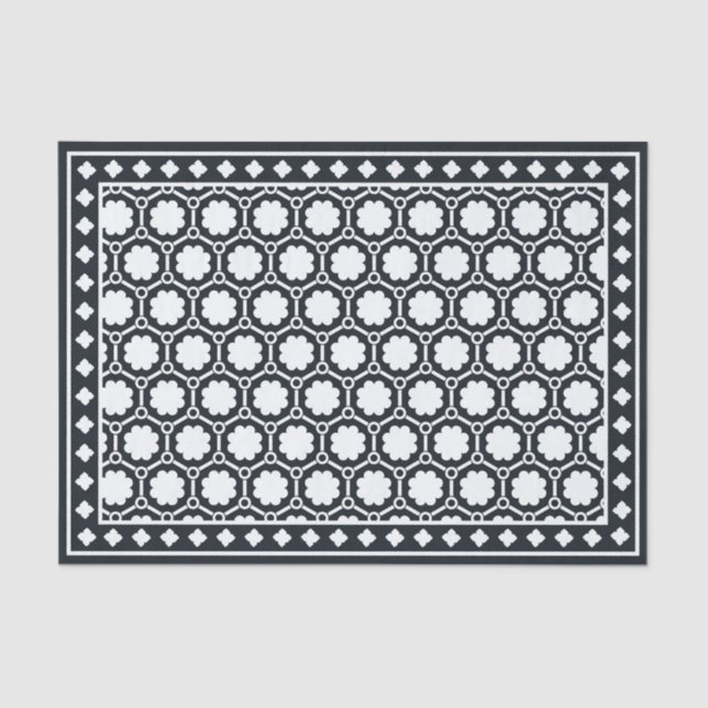 Black Modern Bone Inlay Decoupage Paper Seidenpapier (Vorderseite)