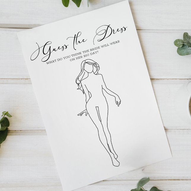 Black Modern Brautparty Game Guess the Dress Flyer (Von Creator hochgeladen)