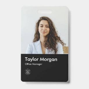 Black Modern Business ID Card Mitarbeiter-Abzeic Ausweis