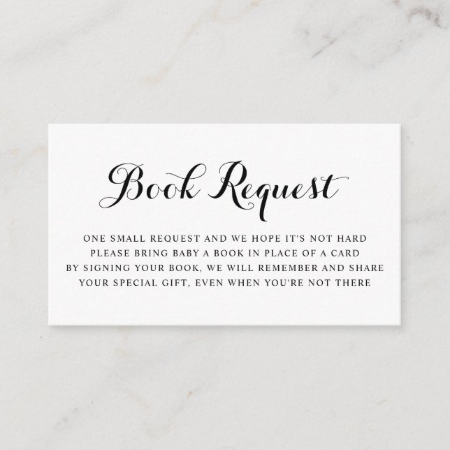 Black Modern Calligraphy Baby Shooting Book Reques Begleitkarte